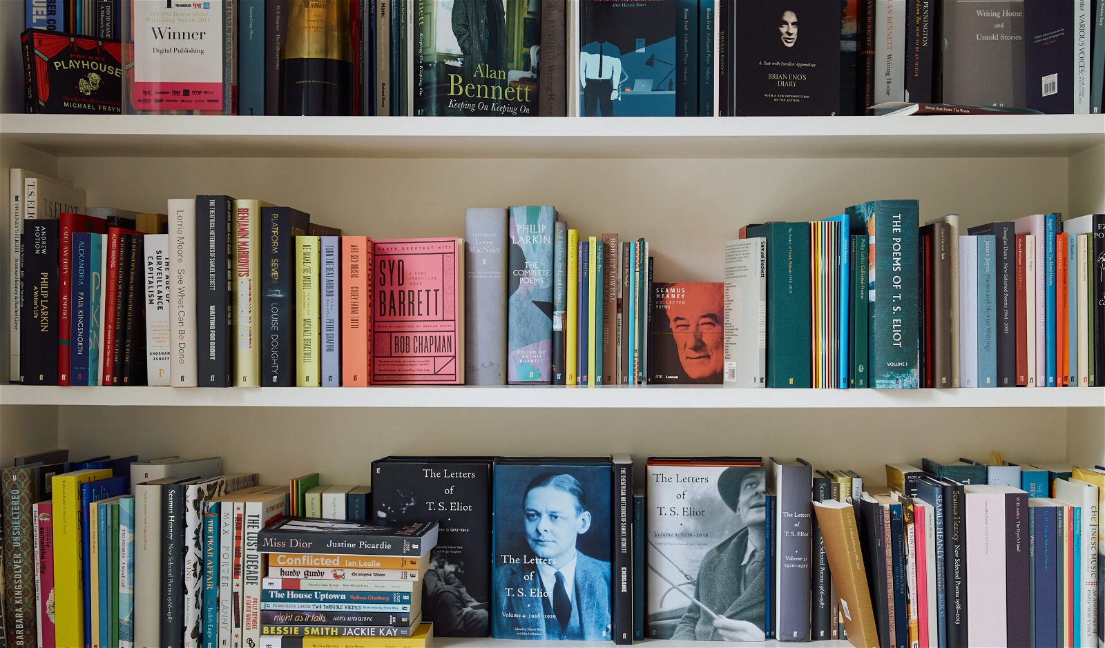 Bookshelves at Faber's office in London