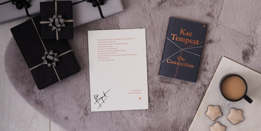 kae tempest print next to gifts and book