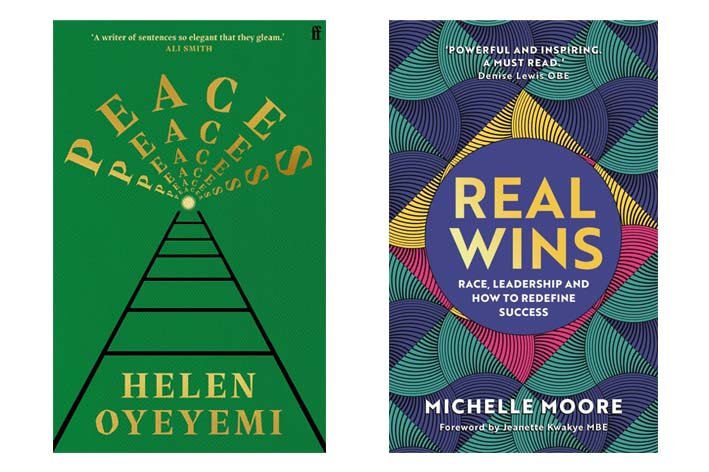 Jackets of books by Helen Oyeyemi and Michelle Moore