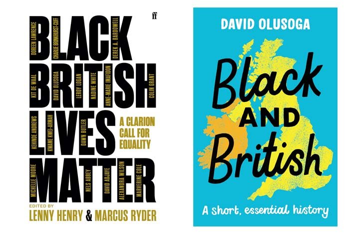 Jackets of books by Lenny Henry, Marcus Ryder and David Olusoga