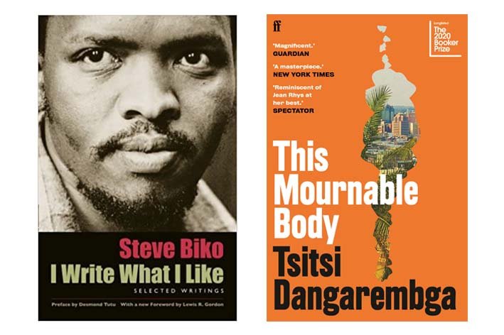 Jackets of books by Steve Biko and Tsitsi Dangarembga