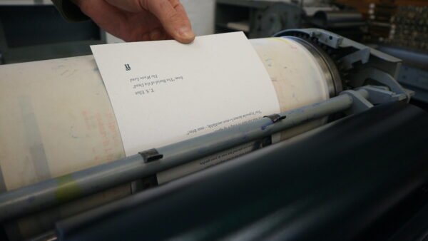 Letterpress print coming off the press