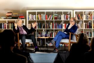 Jonathan Kent and Christopher Hampton speaking at Faber Members event