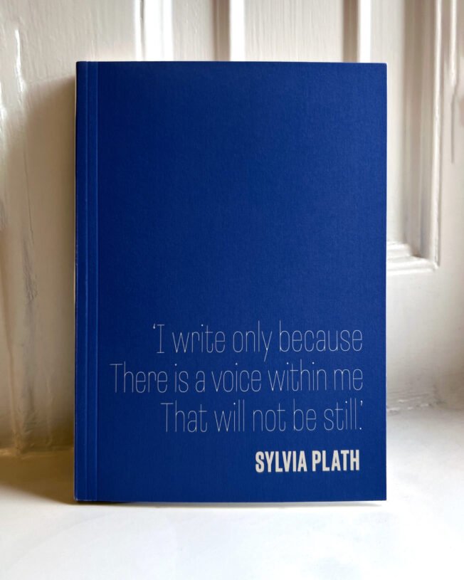Blue notebook on a white background