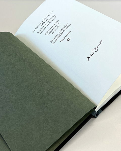 Special Edition of Alan Bennett's Allelujah showing numbered and signed page