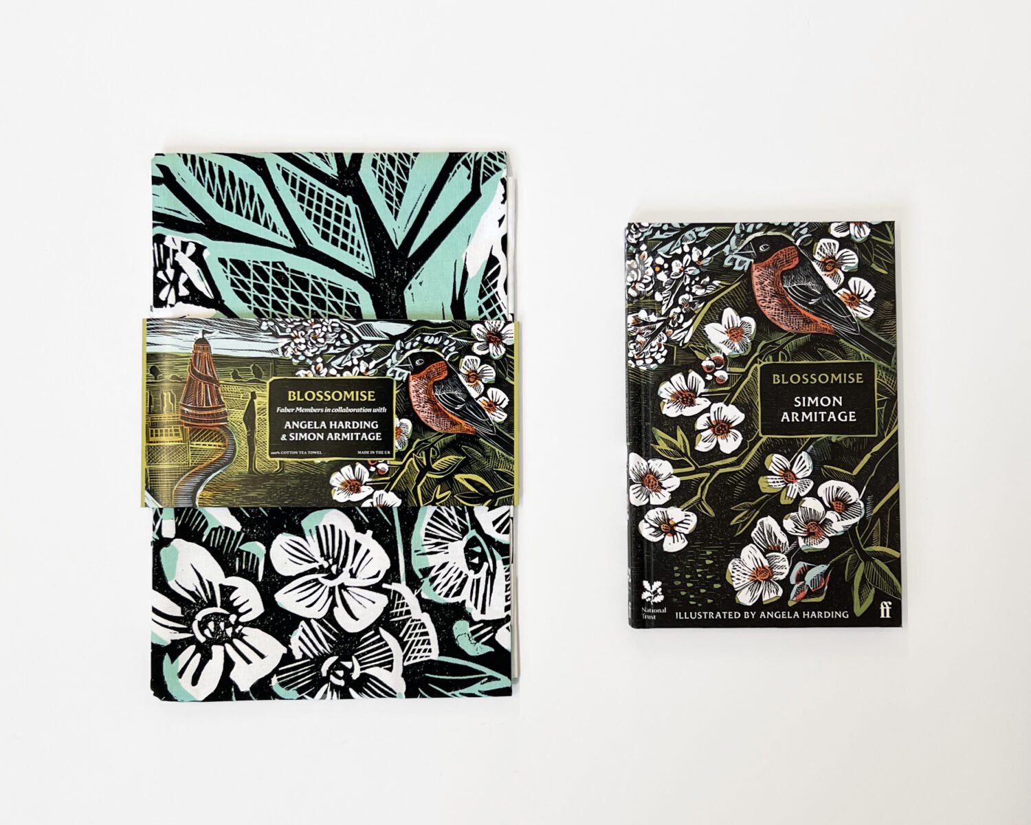 Blossomise by Simon Armitage: hardback book and tea towel